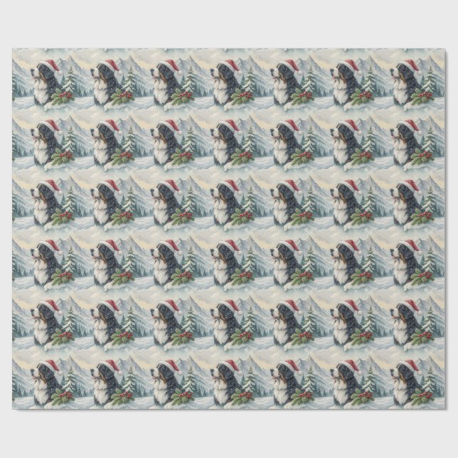Papel De Regalo Bernese Mountain Dog Christmas Wrapping Paper (Superficie plana)
