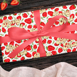 Papel De Regalo Berry 1er cumpleaños oro de fresa blanca rosada