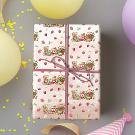 Papel De Regalo Berry First Strawberry and Bear Birday