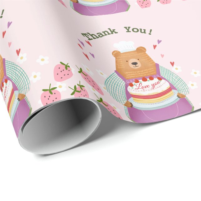Papel De Regalo Berry Lovely First Birday (Esquina del rollo)