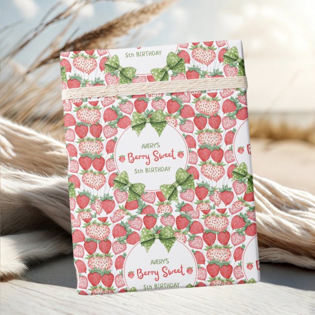 Papel De Regalo Berry Sweet 5th Birthday Strawberry Party  (Subido por el creador)