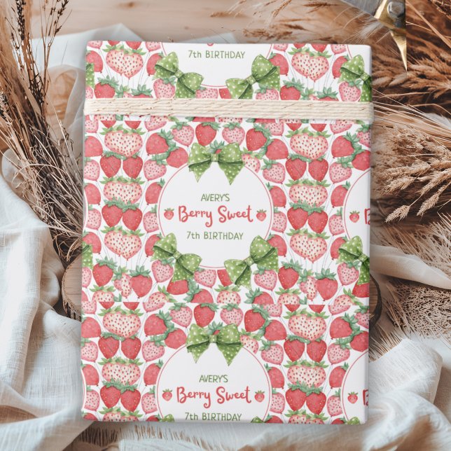 Papel De Regalo Berry Sweet 7th Birthday Strawberry Party  (Subido por el creador)