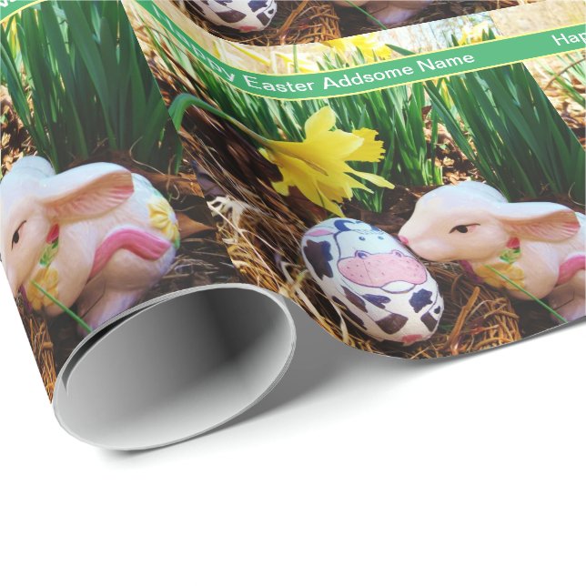 Papel De Regalo Besado conejo de Pascua Huevo de vaca (Esquina del rollo)