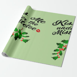 Papel De Regalo Bésame bajo el mistletoe (verde)