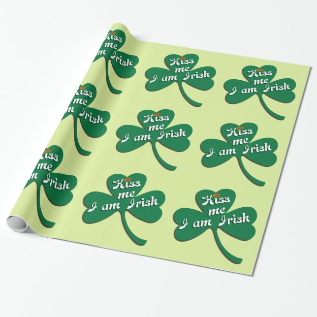 Papel De Regalo Bésame soy irlandés (Desenrollado)