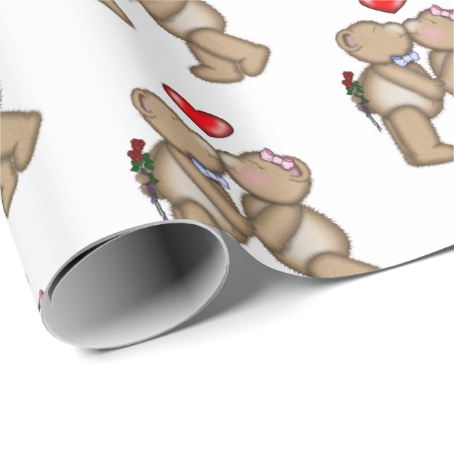 Papel De Regalo Besando osos de peluche (Esquina del rollo)