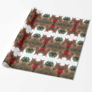 Papel De Regalo Besar el muérdago: Arco rojo de los caballos del