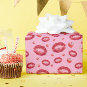 Papel De Regalo Besos de Amor y Pintalabios