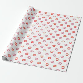 Papel De Regalo Besos de lápiz labial rojo y rosa