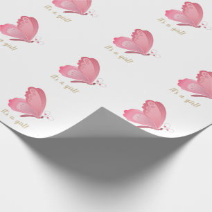 Papel De Regalo Besos de mariposa rosada en la ducha de bebé