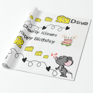Papel de Regalo Besos de Ratón Quesos Feliz Cumple