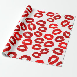 Papel De Regalo besos labios huella de lápiz labial patrón día de 