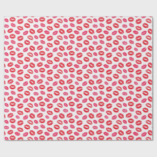 Papel De Regalo Besos Labios Sassy Rosa y Rojo
