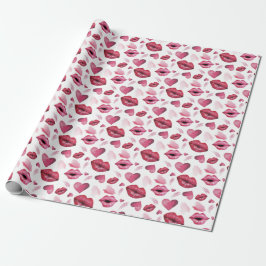 Papel De Regalo Besos Y Corazones Patrón Acuarela
