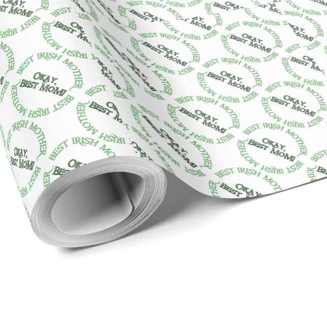 Papel De Regalo Best Irish Mother white matte wrapping paper (Esquina del rollo)