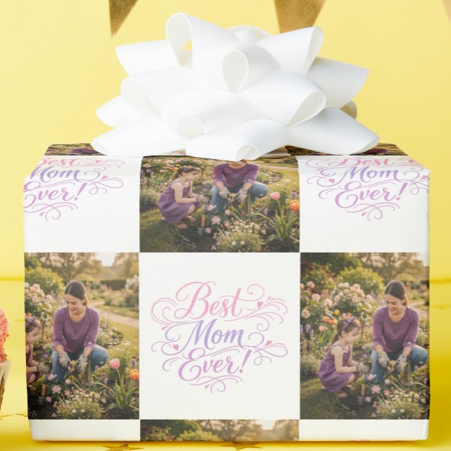 Papel De Regalo Best Mom Ever Pastel Hearts Custom Photo (Subido por el creador)