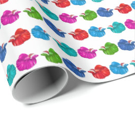 Papel De Regalo Betta Fish Santas Wrapping Paper