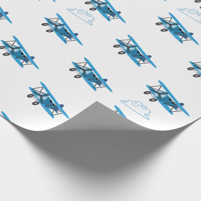 Papel De Regalo Bi-Avión En Nubes Apretado (Esquina)