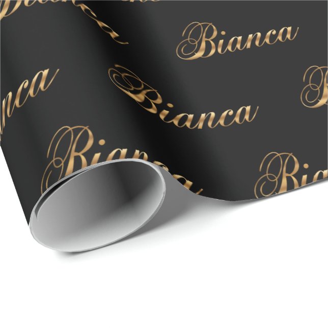 Papel De Regalo Bianca gold Design Lettering Geschenkpapier (Esquina del rollo)