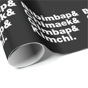 Papel De Regalo Bibimbap y Chimaek, Gimbap y Kimchi. Alimentos cor