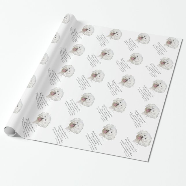 Papel De Regalo Bichon Frise Puente del Arcoíris (Desenrollado)
