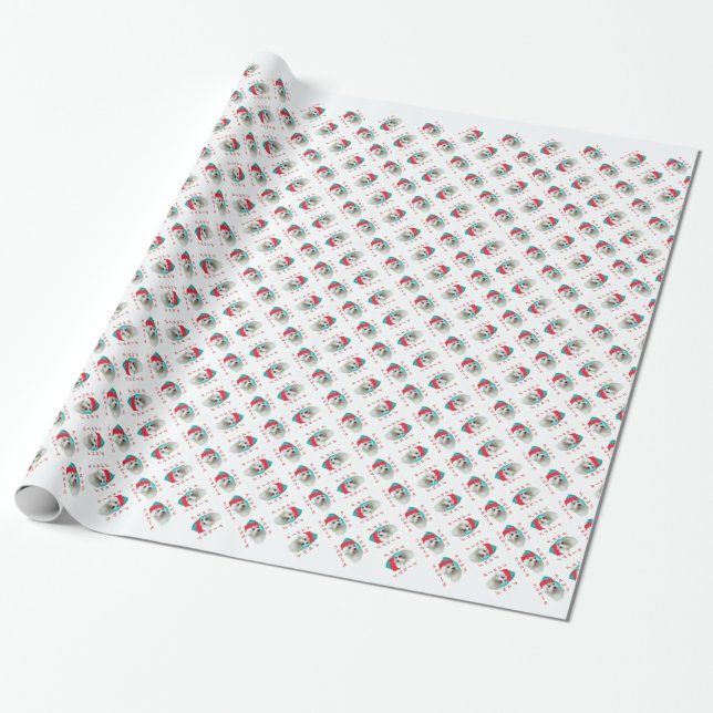 Papel De Regalo Bichon Frise Santa Paws (Desenrollado)