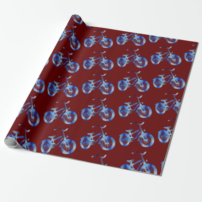 Papel De Regalo Bicicleta azul (Desenrollado)