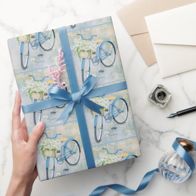 Papel De Regalo Bicicleta azul con marines (Regalar)