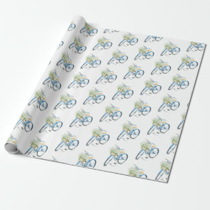 Papel De Regalo bicicleta con gato blanco y maricas
