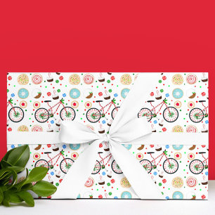Papel De Regalo Bicicleta de Caramelo con Golosinas de Navidad
