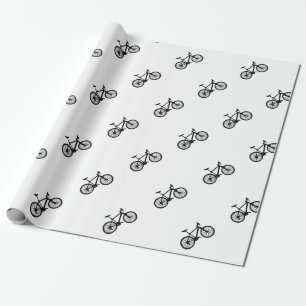Papel De Regalo Bicicleta dibujada mano simple en blanco y negro