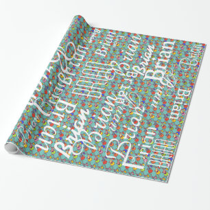 Papel De Regalo bicicleta / patrón de nombres personalizados
