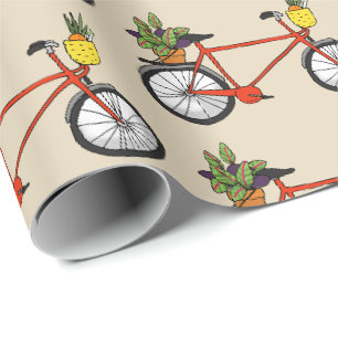 Papel De Regalo bicicleta roja con planta verde
