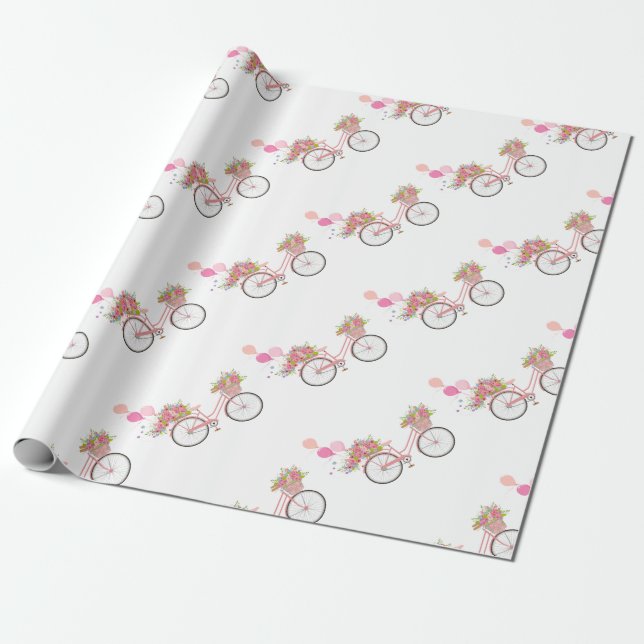 Papel De Regalo Bicicleta rosa caprichosa (Desenrollado)