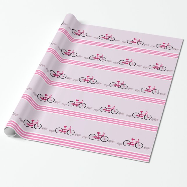 Papel De Regalo Bicicleta rosa con cinta rosa (Desenrollado)