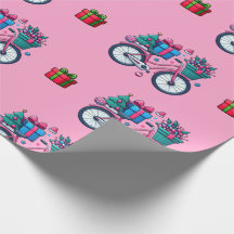 Bicicletas Navideñas Monas Regalo Envoltura Rosa A