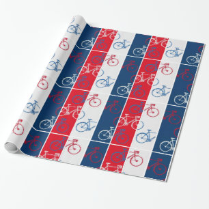 Papel De Regalo bicicletas rojas y azules, rayadas y frescas