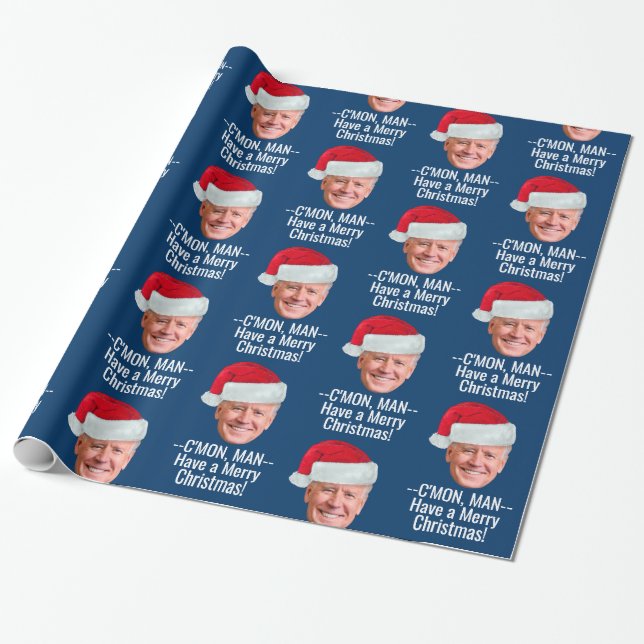 Papel De Regalo Biden Harris 2020 - Joe Santa Hat - C'mon Man (Desenrollado)