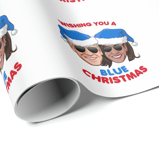PAPEL DE REGALO BIDEN HARRIS - DESEÁNDOTE UN NAVIDAD AZUL (Esquina del rollo)