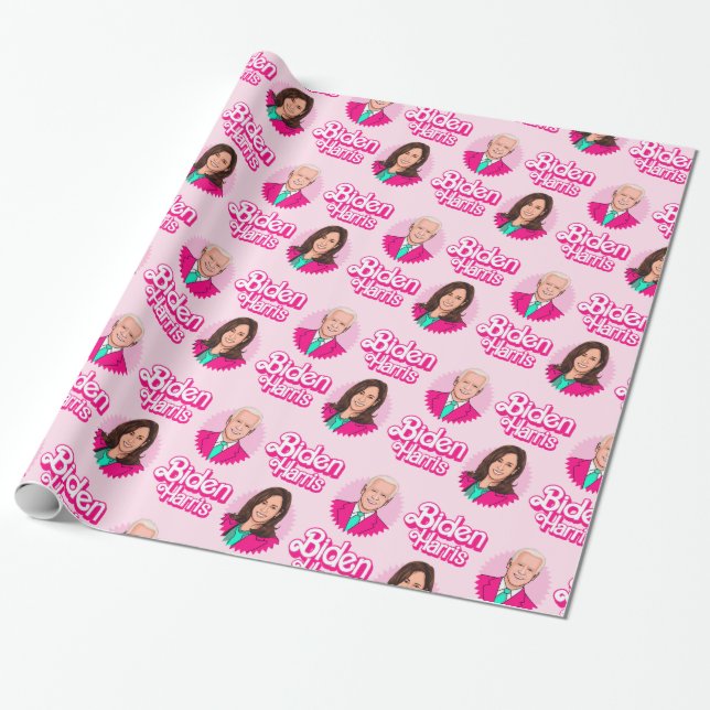 Papel De Regalo Biden Harris Pink Birday (Desenrollado)