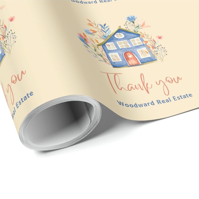 Papel De Regalo Bienes Raíces Gracias Moda De Comercialización Pro (Esquina del rollo)