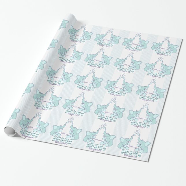 Papel De Regalo Bienvenida recién nacido sobrino nombre envoltura  (Desenrollado)