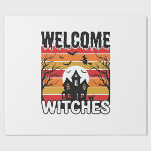 Papel De Regalo Bienvenidas Brujas Diseño de Grabado Vintage de Ha