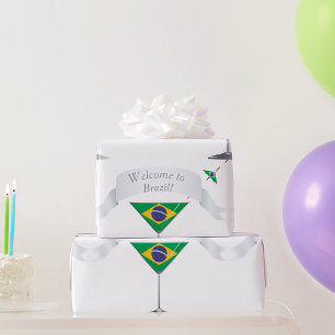Papel De Regalo Bienvenido a Copa de Martini de la Bandera Brasile