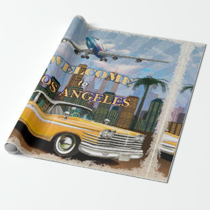 Papel De Regalo Bienvenidos al poster retro de Los Ángeles.