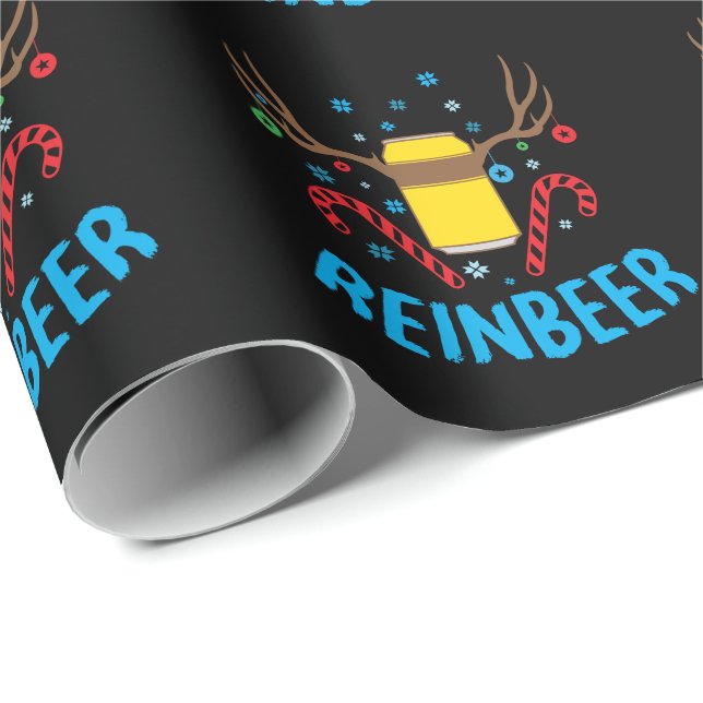 Papel De Regalo Bier und Rentieren ugly Weihnachten Reinbeer (Esquina del rollo)