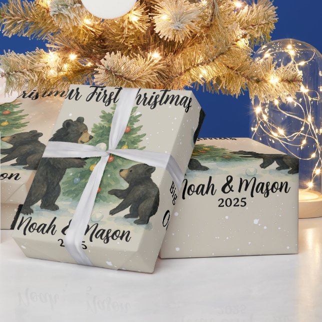 Papel De Regalo Big Brother Little Brother Bear Custom Christmas (Vacaciones)