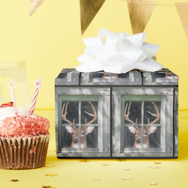 Papel De Regalo Big Buck Deer In Window (Fiesta de cumpleaños )