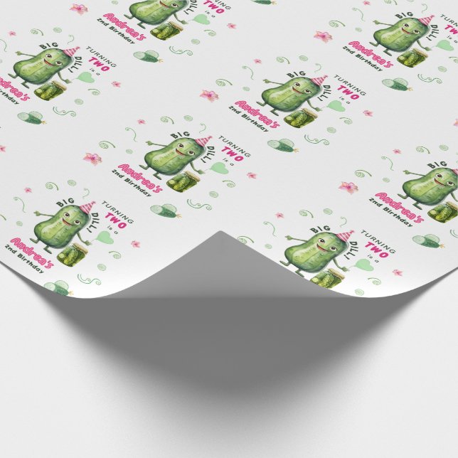 Papel De Regalo Big Dill Pickle Girl Birthday Any Age (Esquina)