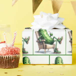 Papel De Regalo Big Dill Pickle Sitting in Chair